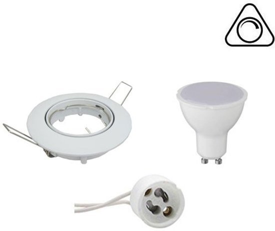 BES LED LED Spot Set - GU10 Fitting - Dimbaar - Inbouw Rond - Glans Wit - 6W - Warm Wit 3000K - Kantelbaar Ã˜80mm