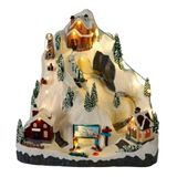 Well Home kerstdecoratie: dorp: kerstski-scène met LED en beweging, USB-kerstdecoratie met Try Me functie, 30,5 x 24 x 28,5 cm