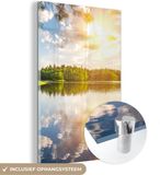 MuchoWow® Glass Painting 60x90 cm - Acrylic Glass Painting - Trees - Water - Sun - Photo on Glass - Paintings