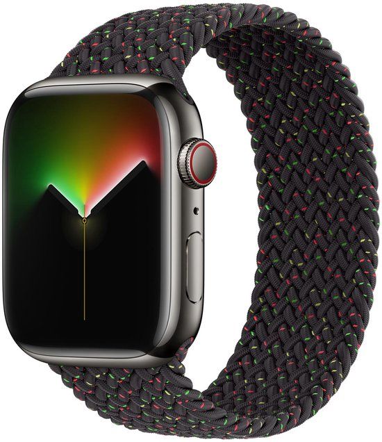 Apple Gevlochten solobandje voor de Apple Watch | 44/45/46/49 mm - Maat 1 - Black Unity