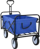 vidaXL Vouwbare winkelwagentje met remmen Blauw 94 x 53 x 99 cm