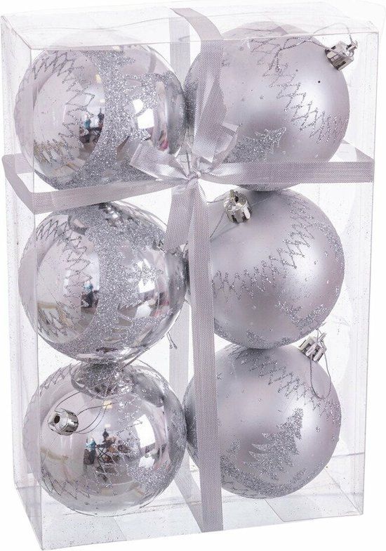 2249 Kerstballen Zilver Plastic Herten 6 Stuks