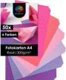 OfficeTree 50 Blatt Bastelpapier Rosa Töne - Bastelset Kinder - Tonpapier A4 300g/m² zum Basteln Gestalten