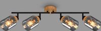 Briloner HEMA Spot met hout, rookglas, 4x E27 max. 10W