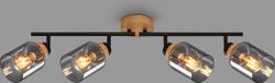 Briloner HEMA Spot met hout, rookglas, 4x E27 max. 10W
