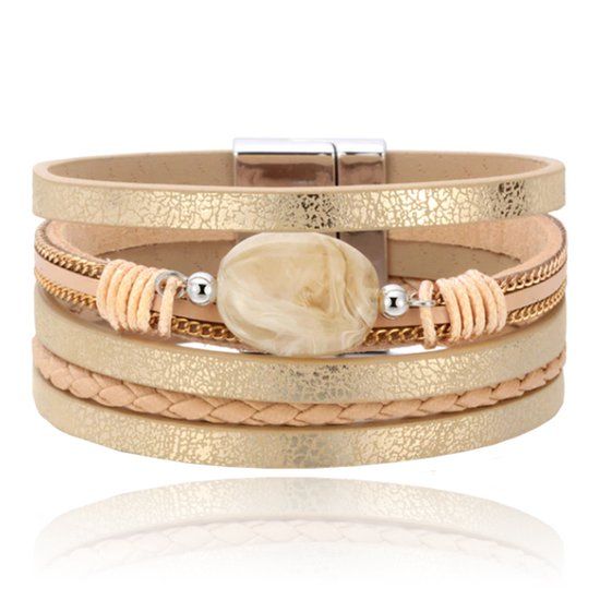Deja Jewels Lookinggoodtoday Layered Armband Vintage met Steen - Champagne