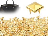 100 clous carrés, clous pyramidaux, couleur or, pour cuir et projets de bricolage