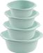 Forte Plastics Voordeelset multifunctionele kunststof ronde teiltjes mintgroen in 4-formaten - 6-10-15-25 liter inhoud