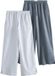 Next - Dames - Brede broek met structuur en linnen, 2-delige set, petite - Petite - Blauw