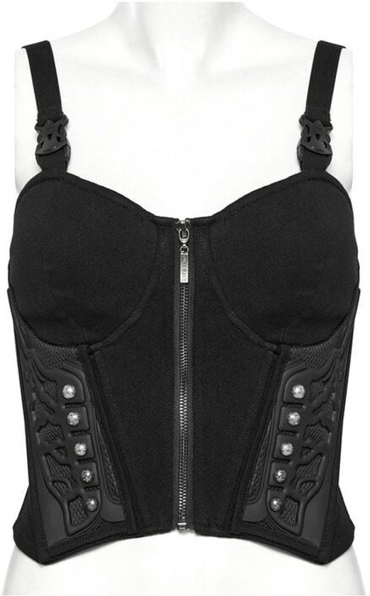 Punk Rave Sexy Cyberpunk Vest Dames Korset - Zwart - S