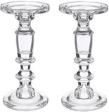 Atmosphera Decoglass Kaarsen kandelaar - 2 stuks - Glas - Transparant - 11 x 24 cm