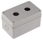 RS PRO Stationstation lege behuizing, 2 x Ø 22 mm, 70 x 130 x 80 mm, grijs, kunststof, IP 66