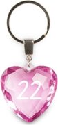 Miko Products sleutelhanger - 22 jaar - diamant hartvormig roze