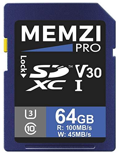 MEMZI PRO 64GB geheugenkaart compatibel voor Sony Alpha a6000 ILCE-6000, ILCE-6000L, ILCE-6000Y, ILCE-6000Z / a6100 ILCE-6100, ILCE-6100L, ILCE-6100Y digitale camera's - SDXC 100MB/s klasse 10 V30