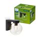 Philips Ulio Buitenwandlamp + E27 LED lamp, Warmwit Licht, IP44 Weerbestendig, Duurzaam, Aluminium en Glas, Modern Ontwerp, Zwart