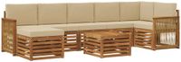 vidaXL - Hoek loungeset - 7 zitplekken - Massief Acacia Hout en Polyester - Naturel en Beige