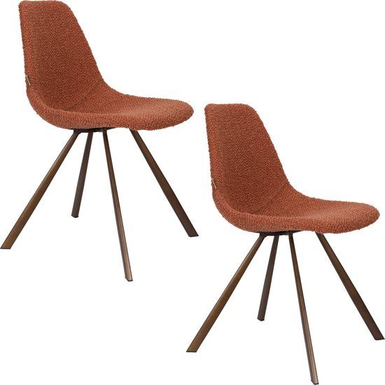 Dutchbone Franky Eetkamerstoelen Bouclé Terra - Set van 2