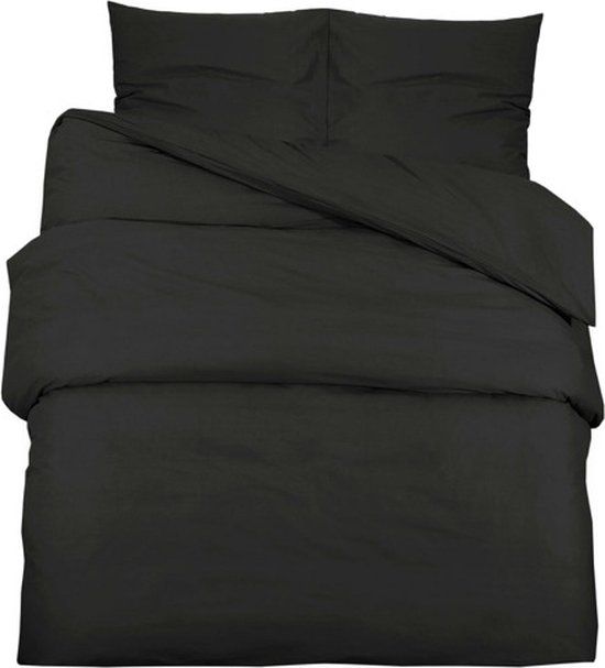 vidaXL Dekbedovertrekset - 200x220 cm - Katoen - Zwart