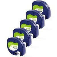 Phonillico® Set van 5 Dymo LetraTag-compatibele witte linten - Plastic label 91201 12 mm x 4 m