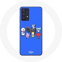 Maniacase hoesjes voor Samsung Galaxy A13 5G BTS BT21 Tata Chimmy Cooky Rj Koya Shooky en Mang Speel muziek Blauwe achtergrond