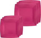 Santex set de assiettes pour fête/anniversaire - 20x pièces - fuchsia rose - 18 cm et 23 cm