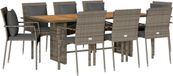 vidaXL 9-delige Tuinset met Kussens, Poly Rattan, Grijs