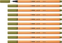 STABILO point 88 - Premium Fineliner - Fine 0,4 mm – Modder groen – Doos 10 stuks