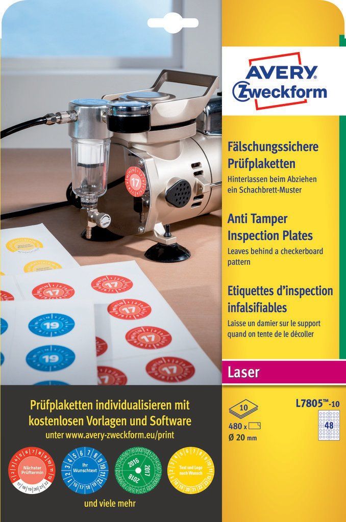 Avery L7805-10 Etiketten Wit 20mm