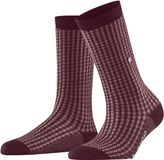 Burlington Pepita gedessineerd wol sokken dames rood - maat 36-41