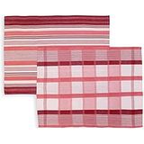 Soleil d'Ocre 712026 Paella Theedoeken, Jacquard, Katoen, 50 x 70 cm, Roze, 2 Stuks