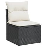 vidaXL 7-delige Loungeset met kussens, polyrattan, zwart
