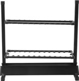 Porte-canne à pêche - Présentoir autoportant - Pour 24 cannes - Alliage d'aluminium - Compartiments de rangement intégrés - EVA/ABS/Nylon - Noir