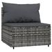 VidaXL Tuinmiddenbank met kussens poly rattan grijs