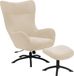 Giga Living Fauteuil Marc Beige avec Repose-pieds - Tissu - Pivotant