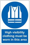 V Safety VSafety High Visibility Kleding moet gedragen worden in dit gebied PPE Sign - 200mm x 300mm - Zelfklevende Vinyl