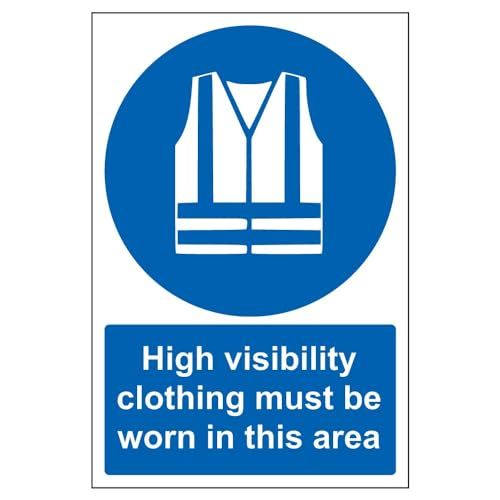 VSafety High Visibility Clothing Must Be Worn In This Area PPE Sign - 200mm x 300mm - Self Adhesive Vinyl