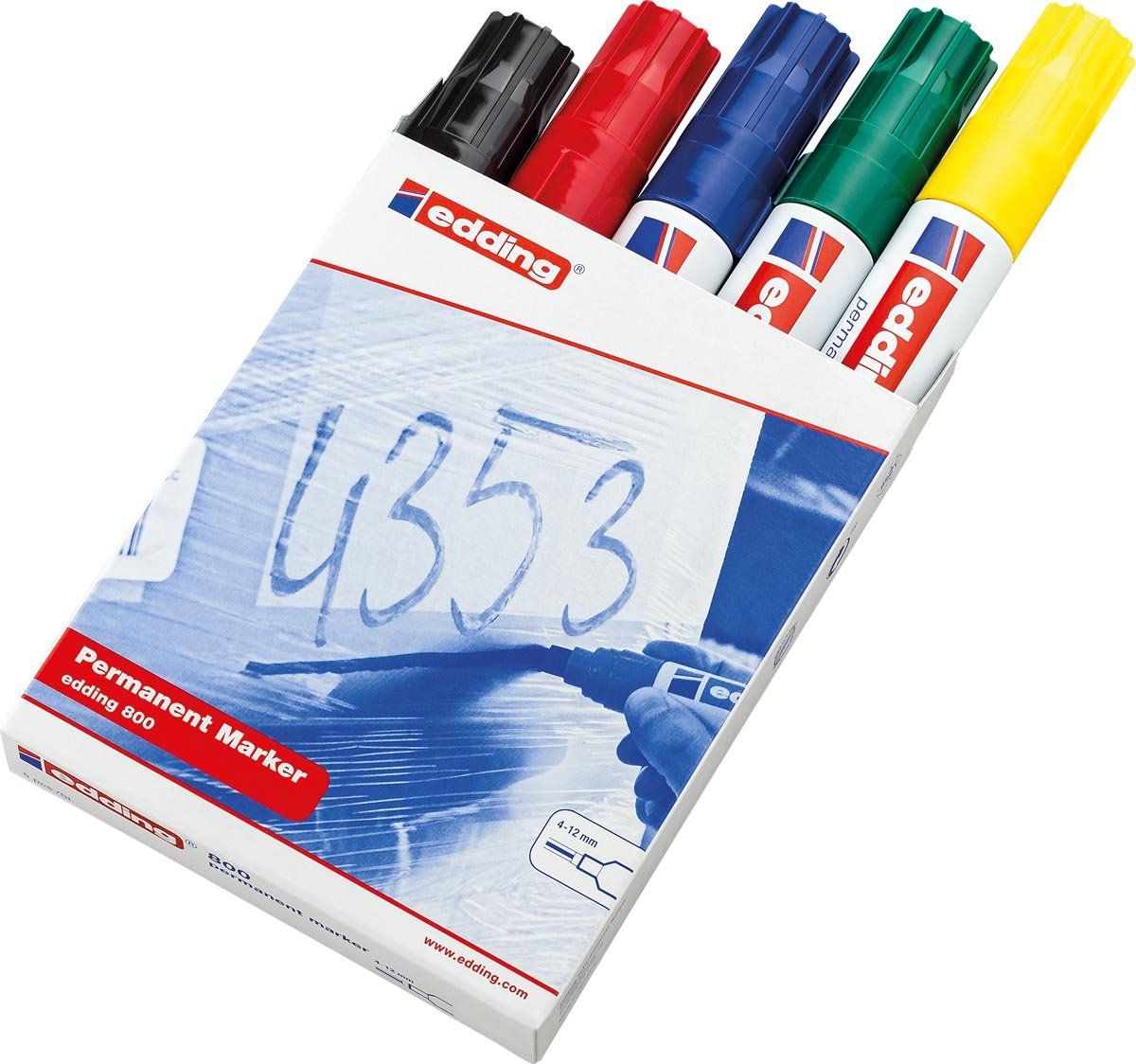 Edding permanent marker e-800 - Assorted colors - Box of 5