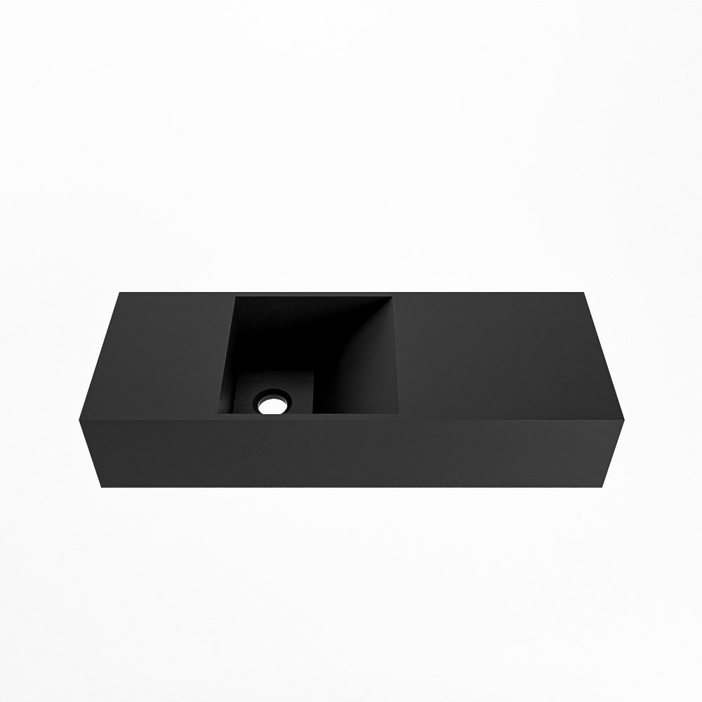 Mondiaz TYNE fontein wasbak 60x23x12cm links 0 kraangaten solid surface Urban mat M20125