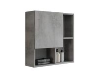 Mama Store Hangkast met asymmetrische deur, cementgrijs, eikenhout, betongrijs, 71 x 22 x 71 cm (l x b x h)