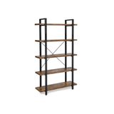 Vasagle Étagère, étagère sur pied stable à 5 niveaux | Étagère de salon au design industriel, construction simple, brun rustique-noir mat, collection BARNET LLS55BX