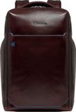 Piquadro Blue Square Backpack 2 Compartments 15,6" 18,5L Mahogany Leather Dark Brown