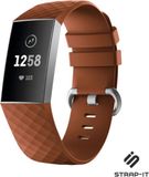 Strap-it Fitbit Charge 4 silicone band - bruin - Maat: L