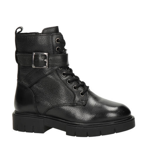 Nelson Kids Nelson Kids leren veterboots zwart