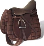 vidaXL Echt lederen paardrijzadel 17.5" 18 cm (5-in-1 set, bruin)