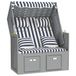 VidaXL Strandstoel met kussens, poly rattan en hout, blauw en wit
