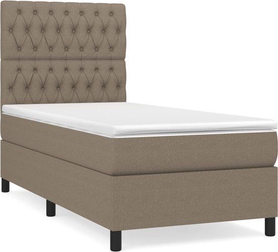 vidaXL Boxspring met matras stof taupe 90x200 cm
