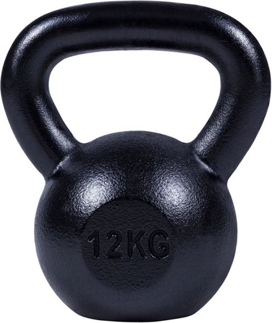 Gorilla Sports Kettlebell 12 kg Gietijzer Zwart (extra stabiel)