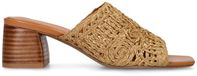 Manfield - Dames - Cognac raffia sandalen met hak - Maat 37