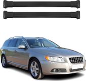 Omac Aluminium Dachträger für Volvo V70 III 2008-2016 – Tüv / Din 75302:2019 – Max. Last 75 kg – 2 Träger Schwarz