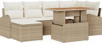 vidaXL Tuinbank - Set - 7-delig - Beige - Polyrattan